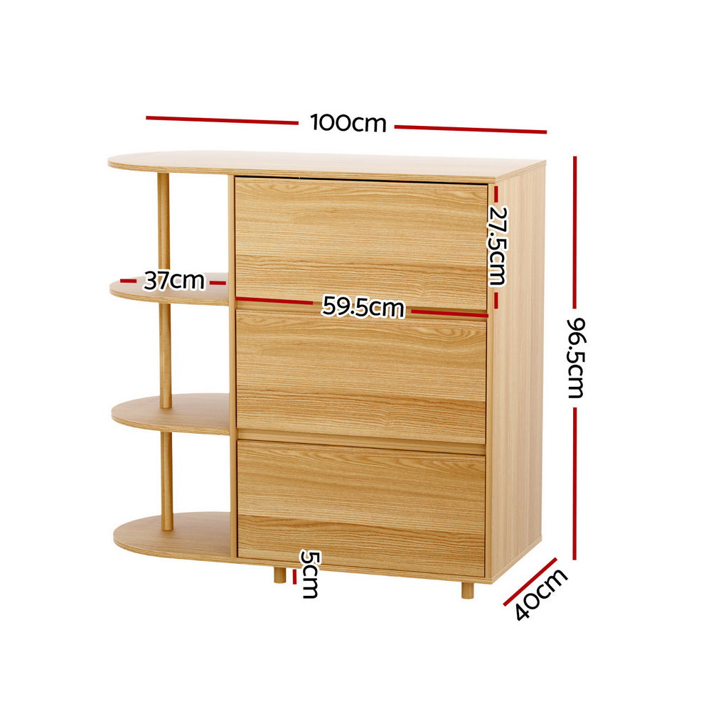 Chest of Drawers | 3-Drawer Storage Cabinet | 3 Shelves | Pine Wood Finish