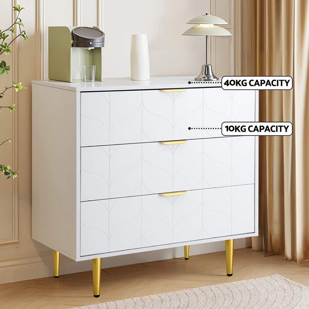 Artiss Chest of Drawers | 3 Drawer Lowboy Cabinet | White