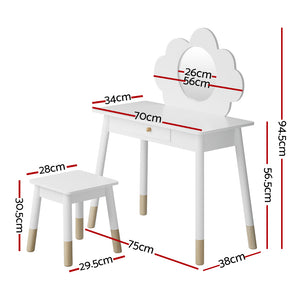 Dressing Table Set | Vanity Makeup | Wooden Legs | Mirror Drawer