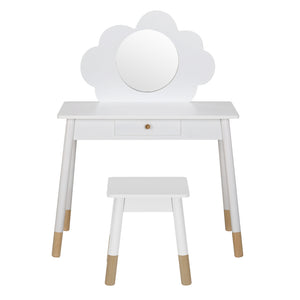 Dressing Table Set | Vanity Makeup | Wooden Legs | Mirror Drawer