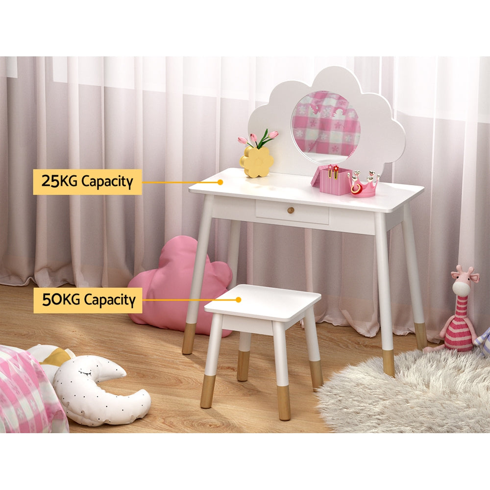 Dressing Table Set | Vanity Makeup | Wooden Legs | Mirror Drawer