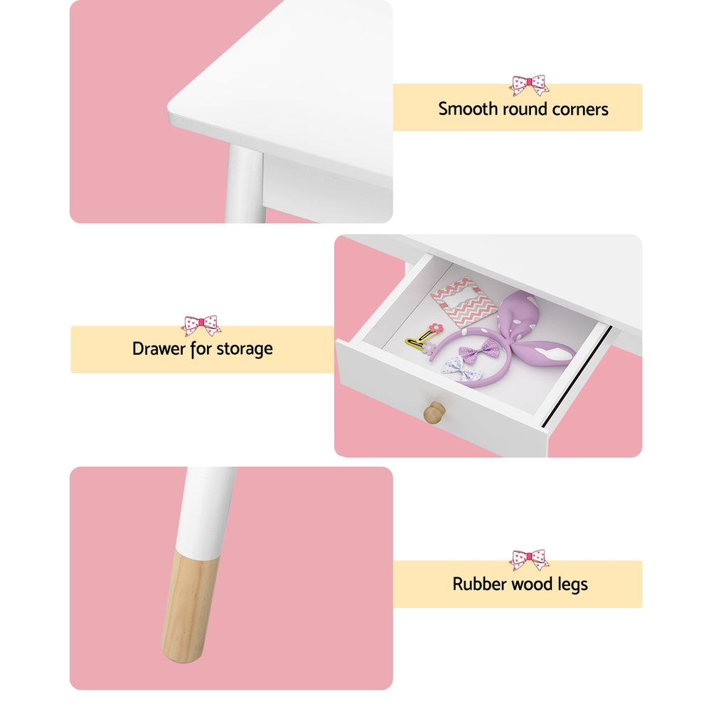 Dressing Table Set | Vanity Makeup | Wooden Legs | Mirror Drawer