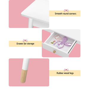 Dressing Table Set | Vanity Makeup | Wooden Legs | Mirror Drawer