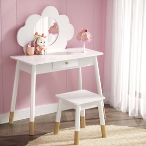 Dressing Table Set | Vanity Makeup | Wooden Legs | Mirror Drawer