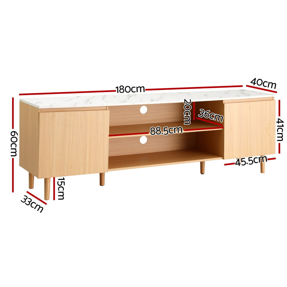 TV Cabinet | Entertainment Unit Stand | 180CM Pine | White Finish