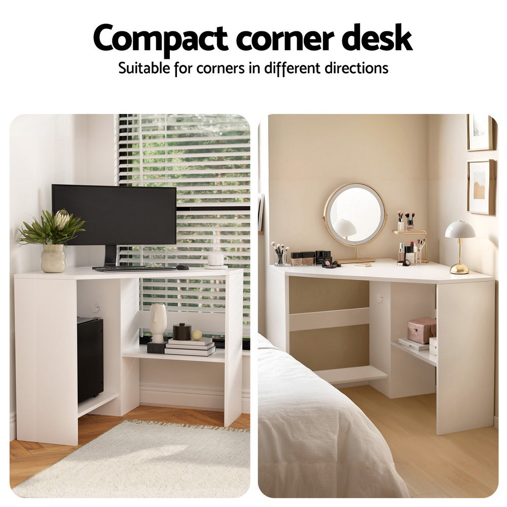 Corner Computer Desk | L-Shape | Shelves + CPU Stand | Workstation