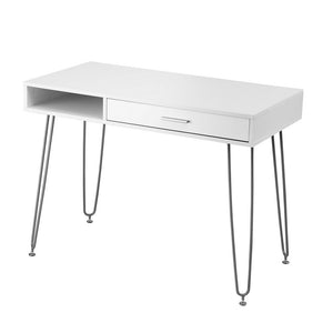 Computer Desk | 100cm | Drawer Cabinet Workstation | White