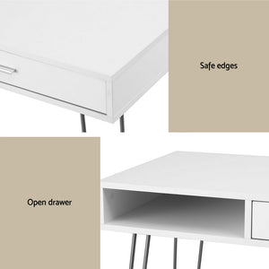 Computer Desk | 100cm | Drawer Cabinet Workstation | White