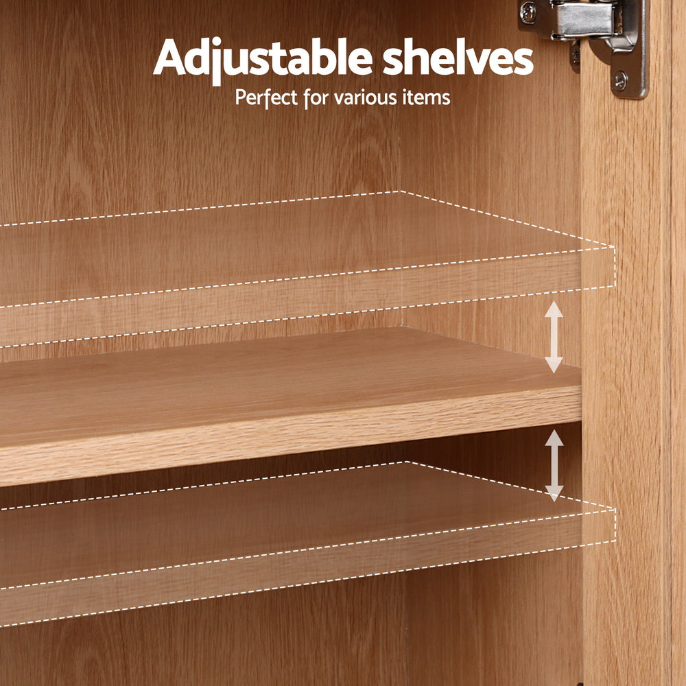 Buffet Sideboard Hutch | Rattan Detail + Hooks | Kitchen Cupboard | Pine