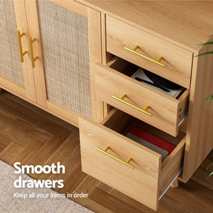 Buffet Sideboard Hutch | Rattan Detail + Hooks | Kitchen Cupboard | Pine