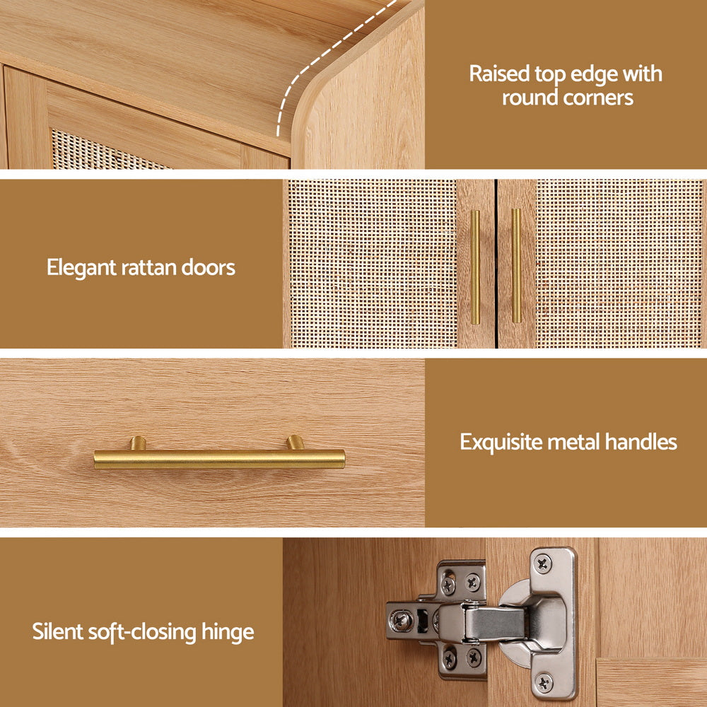 Buffet Sideboard Hutch | Rattan Detail + Hooks | Kitchen Cupboard | Pine