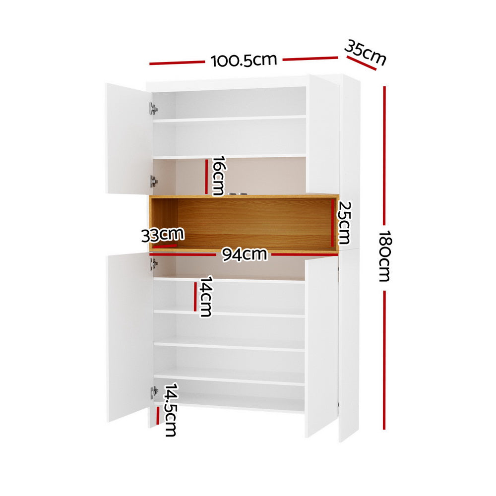 Shoe Rack Storage Cabinet | 9-Tier Organizer | White Wooden Finish