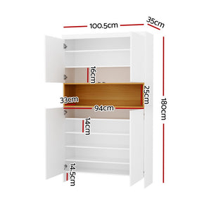 Shoe Rack Storage Cabinet | 9-Tier Organizer | White Wooden Finish