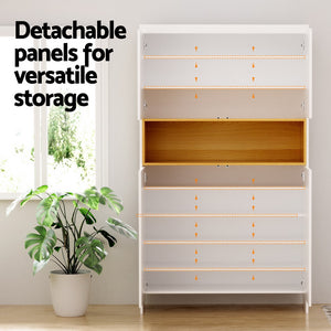 Shoe Rack Storage Cabinet | 9-Tier Organizer | White Wooden Finish