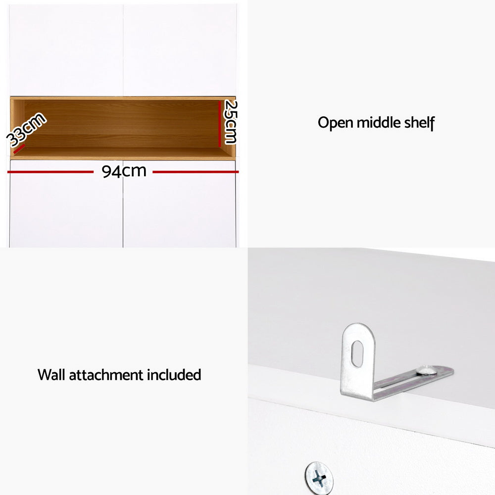 Shoe Rack Storage Cabinet | 9-Tier Organizer | White Wooden Finish