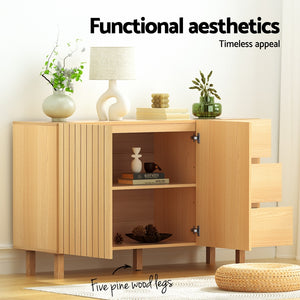 Buffet Sideboard | 130 cm Pine Cabinet | Pantry Storage with Drawers
