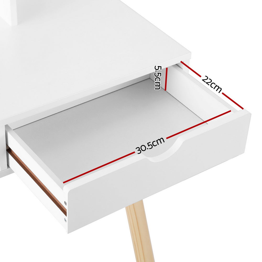 Dressing Table | Vanity Makeup Chair Set | Mirror Drawers | Wooden Legs