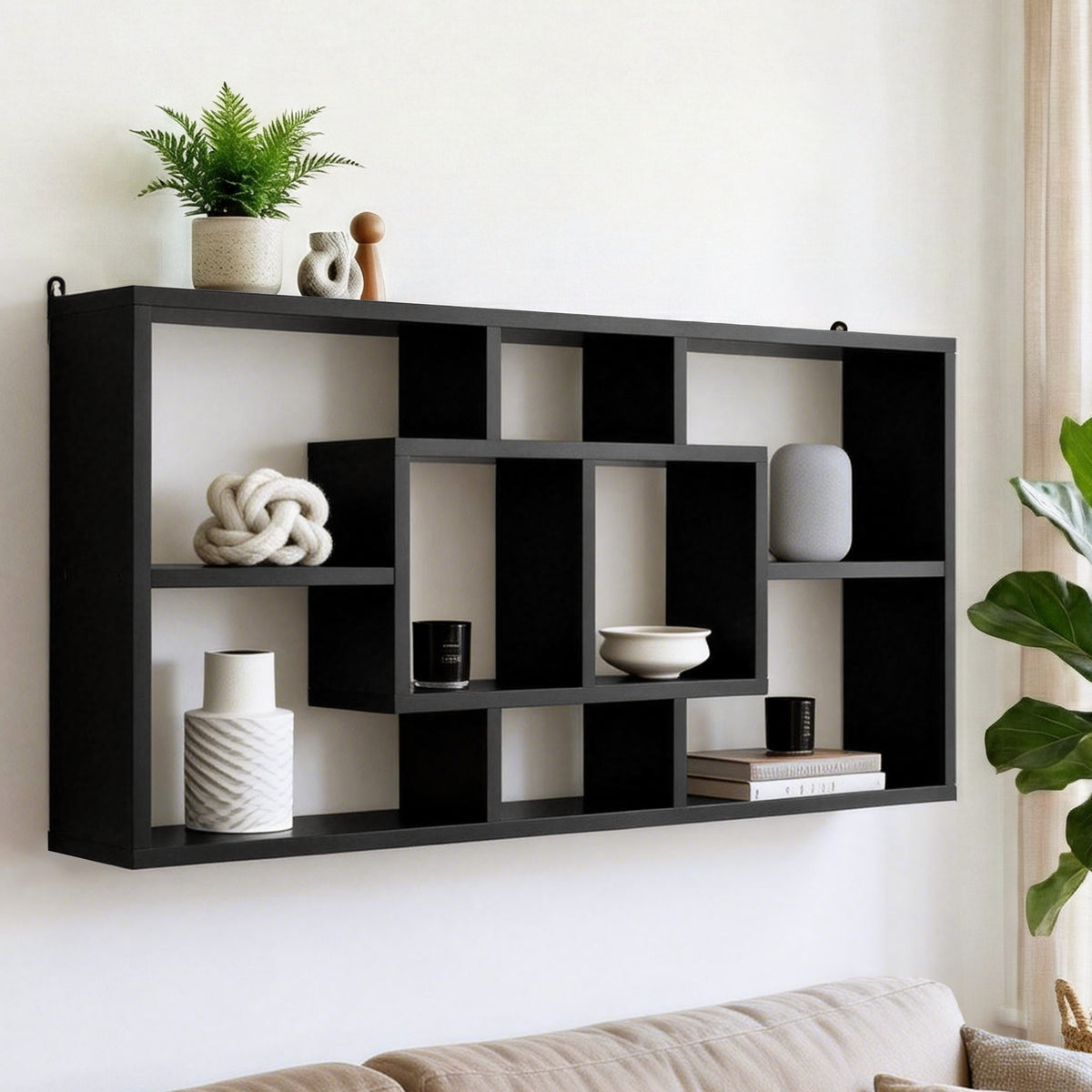 Floating Wall Bookshelf | Wall Mounted Storage | Black
