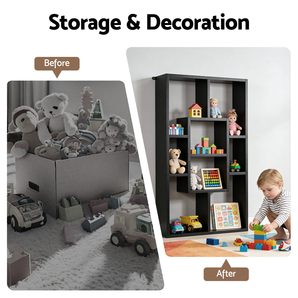 Floating Wall Bookshelf | Wall Mounted Storage | Black