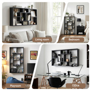 Floating Wall Bookshelf | Wall Mounted Storage | Black
