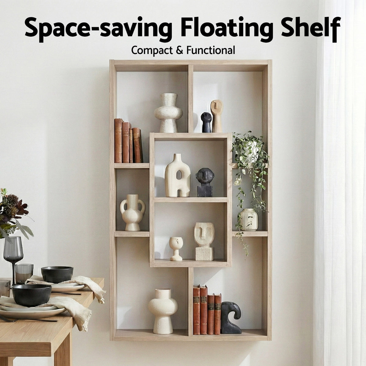 Wall Mounted Floating Bookshelf | Display Shelf | Wood Finish