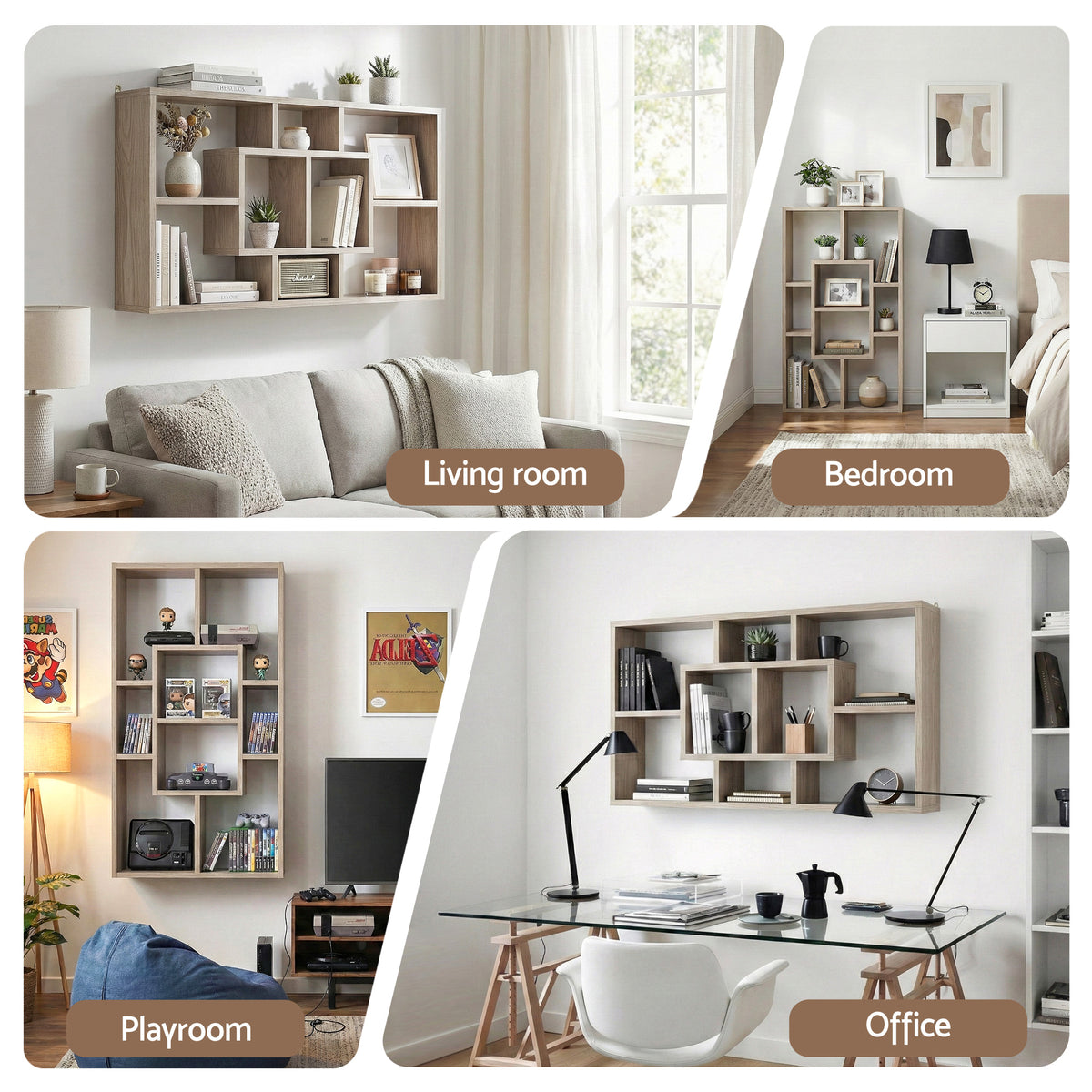 Wall Mounted Floating Bookshelf | Display Shelf | Wood Finish