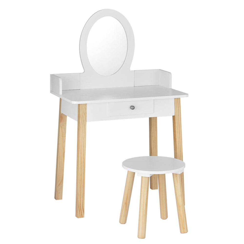 Dressing Table Set | Vanity Makeup | Wooden Legs | Drawer Mirror
