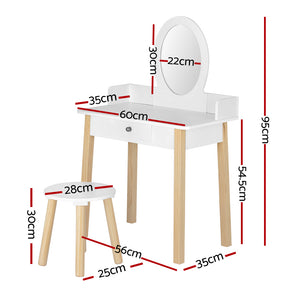Dressing Table Set | Vanity Makeup | Wooden Legs | Drawer Mirror