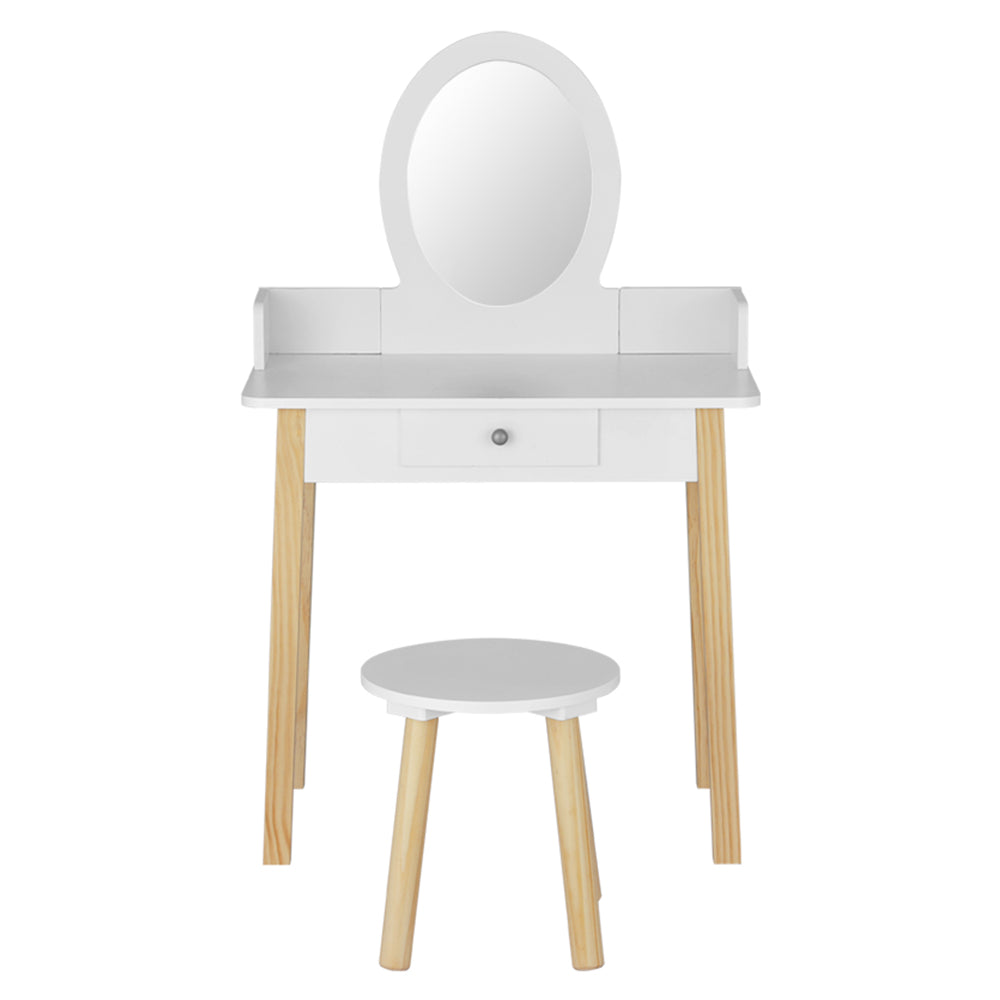 Dressing Table Set | Vanity Makeup | Wooden Legs | Drawer Mirror
