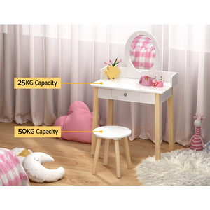 Dressing Table Set | Vanity Makeup | Wooden Legs | Drawer Mirror