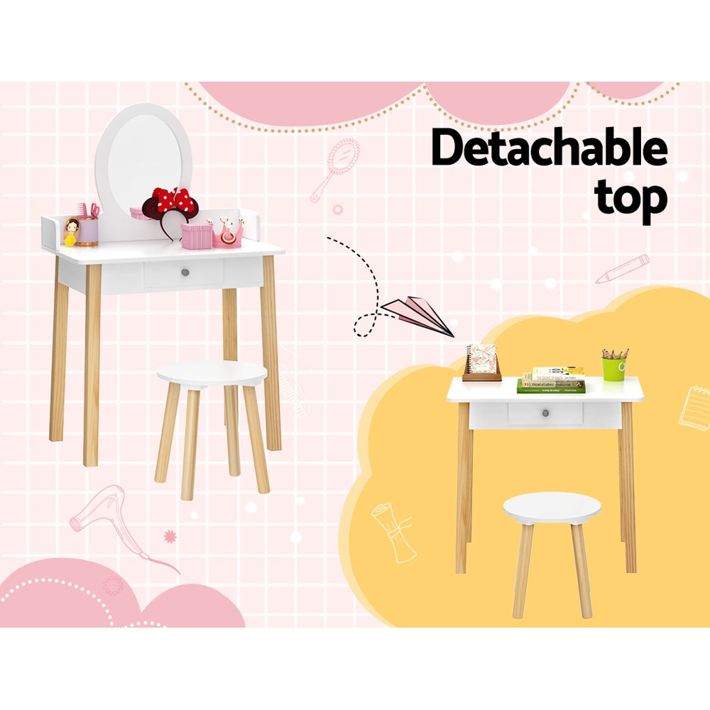 Dressing Table Set | Vanity Makeup | Wooden Legs | Drawer Mirror