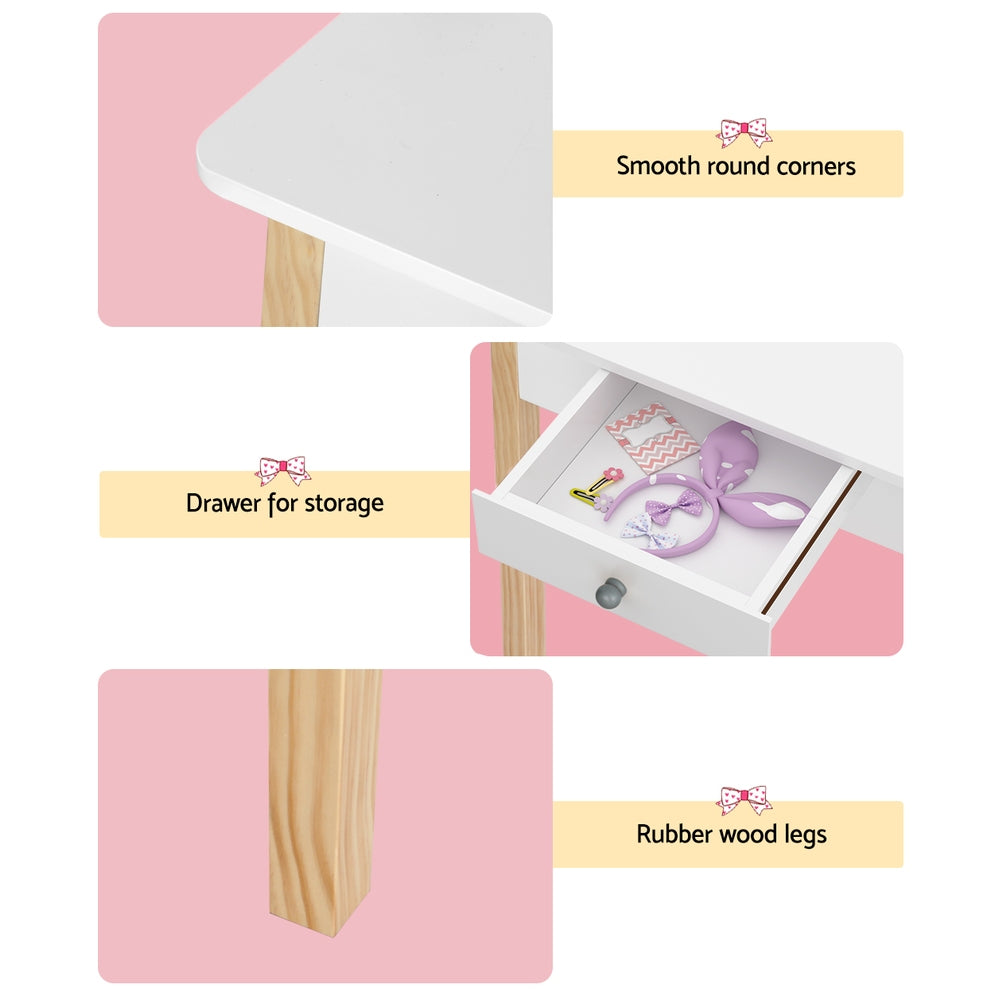 Dressing Table Set | Vanity Makeup | Wooden Legs | Drawer Mirror