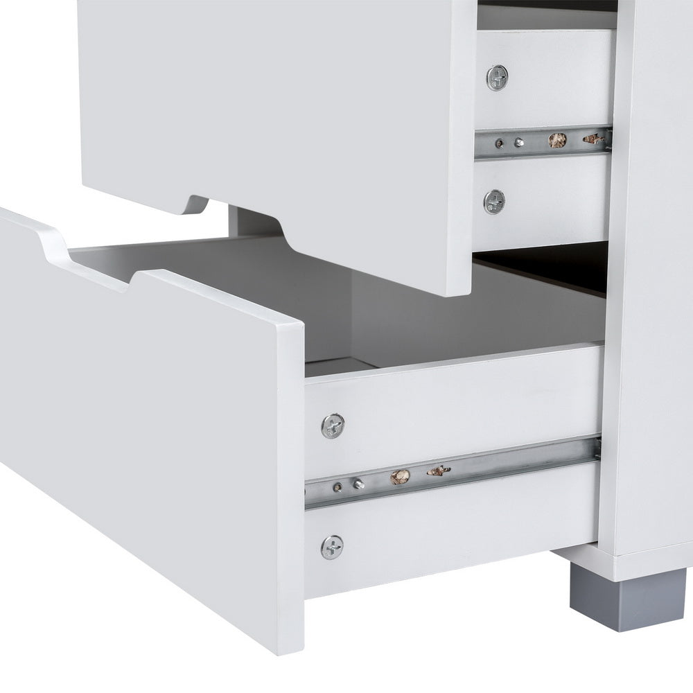 Smart Bedside Table | 3 Drawers | Wireless Charging Ports | LED Light | White | ADAD