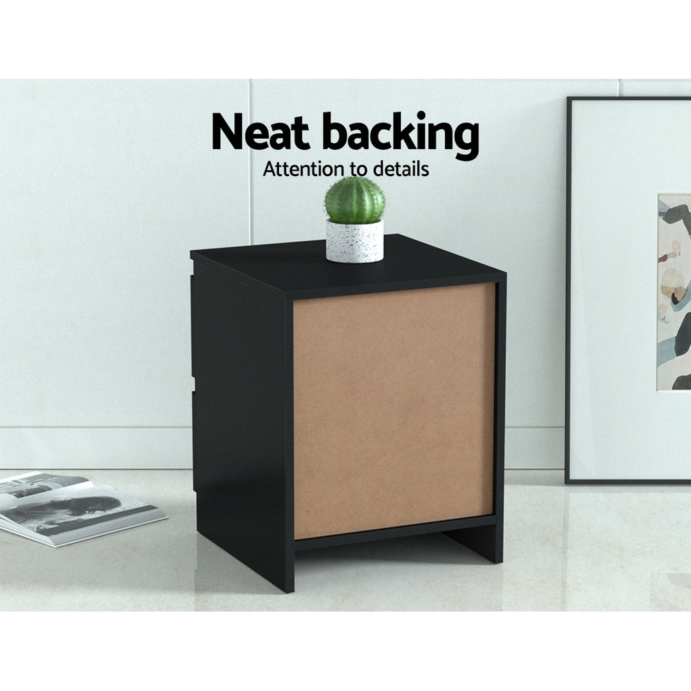 Artiss Bedside Tables | 2X | PEPE | 2 Drawers | Black