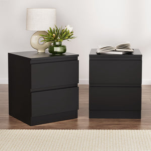 Artiss Bedside Tables | 2X | PEPE | 2 Drawers | Black