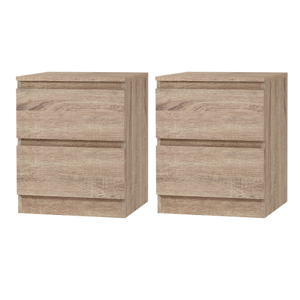 Artiss Bedside Tables | 2X | PEPE | 2 Drawers | Oak