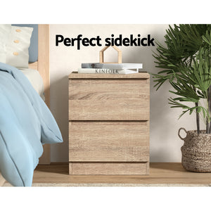 Artiss Bedside Tables | 2X | PEPE | 2 Drawers | Oak