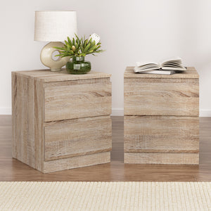 Artiss Bedside Tables | 2X | PEPE | 2 Drawers | Oak