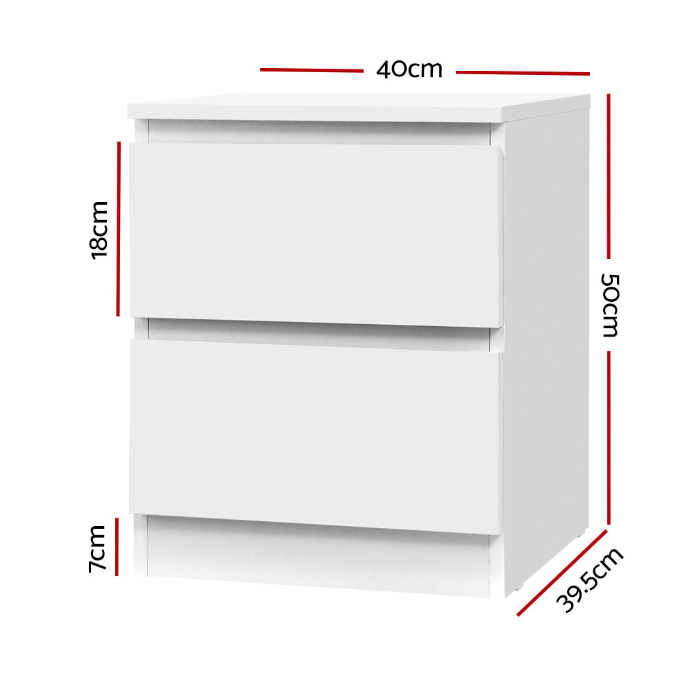 Bedside Table | 2 Drawers | PEPE | White