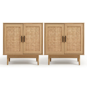 Artiss 2x Buffet Sideboard Cabinet Rattan Cupboard 2 Doors Storage Pantry BRIONY