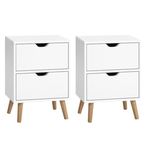 Artiss Bedside Tables | 2X | BODEN | 2 Drawers | White