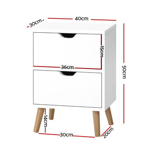 Artiss Bedside Tables | 2X | BODEN | 2 Drawers | White