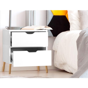 Artiss Bedside Tables | 2X | BODEN | 2 Drawers | White