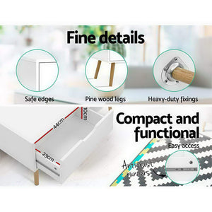 Coffee Table | Storage Drawer | White | Larin