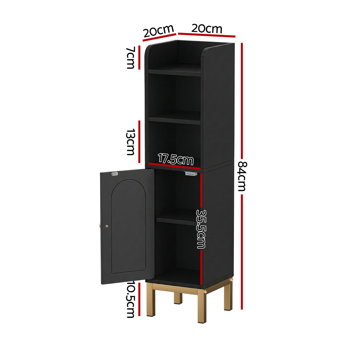 Bathroom Storage Cabinet | Floor Organiser | Toilet Corner | Adjustable | Black