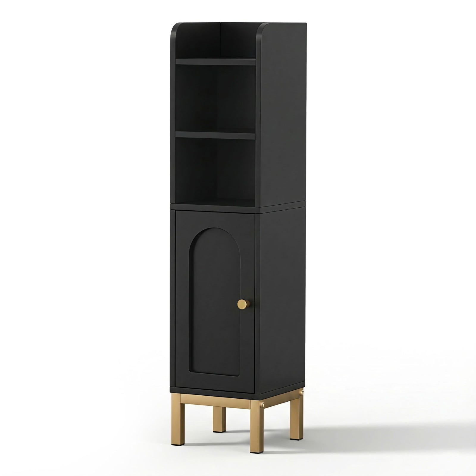 Bathroom Corner Storage Cabinets | 2 Pack | Adjustable Floor Organisers | Black