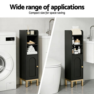 Artiss 2X Bathroom Storage Cabinet Floor Organizer Toilet Corner Adjustable Black