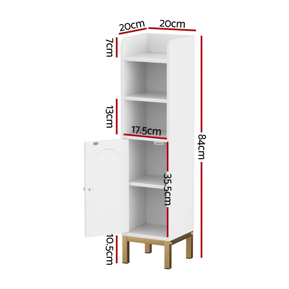 Bathroom Storage Cabinet | Adjustable Corner Shelf with Door | White