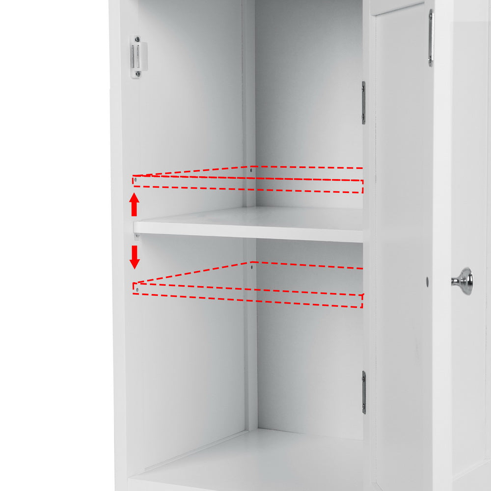 Bathroom Cabinet | Storage | 161cm | White Rattan | Tallboy Toilet Cupboard