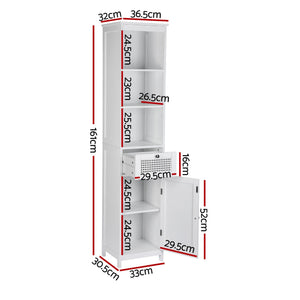 Artiss Bathroom Cabinet Storage X2 White Rattan 161cm